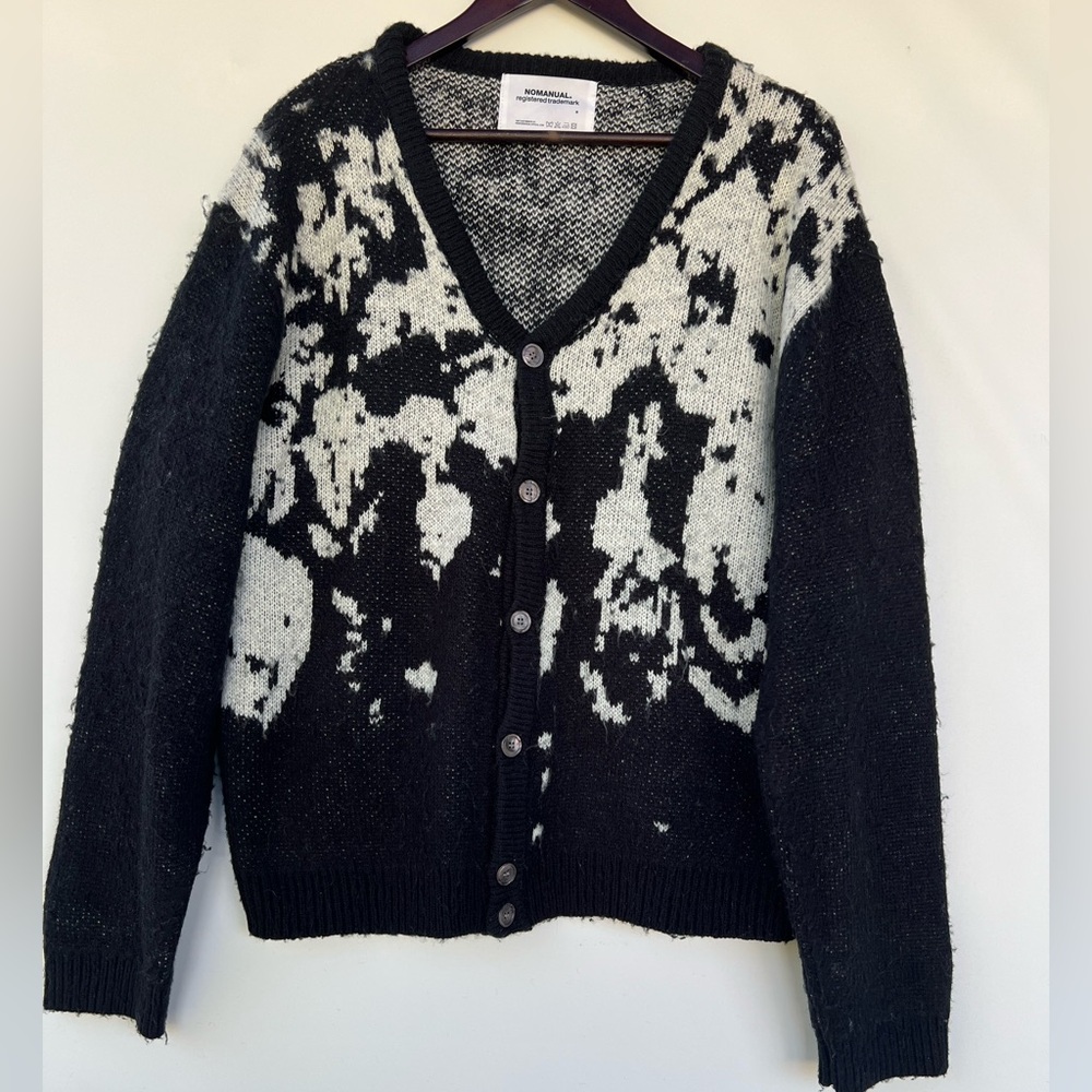 NOMANUAL PPS HAIRY CARDIGAN SWEATER BLACK SIZE S